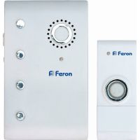 Звонок дверной беспроводной Feron Е-367  Электрический 35 мелодий белый с питанием от батареек