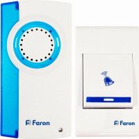 Звонок дверной беспроводной Feron Е-221  Электрический 32 мелодии белый синий с питанием от батареек