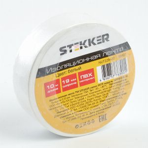 Изоляционная лента STEKKER INTP01319-10 0 13*19 10 м. белая 39907