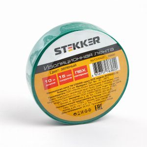 Изоляционная лента STEKKER INTP01315-10 0 13*15 мм. 10 м. зеленая 39900