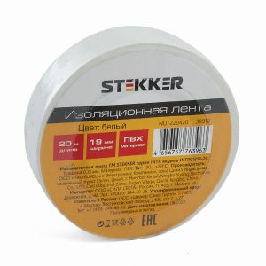 Изоляционная лента STEKKER INTP01319-20 0 13*19 мм  20 м. белая 39910
