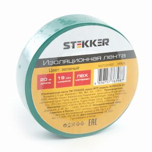 Изоляционная лента STEKKER INTP01319-20 0 13*19 мм  20 м. зеленая 39909