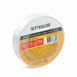 Изоляционная лента STEKKER INTP01315-20 0 13*15 мм. 20 м. белая 39904