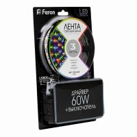 Cветодиодная LED лента Feron LS606, готовый комплект 3м 60SMD(5050)/м 14.4Вт/м IP20 12В RGB