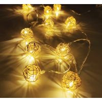 Светодиодная гирлянда Feron CL594 линейная интерьерная Золотые шарики статичная 2700K 1.8 м с питанием от батареек прозрачный шнур 51450
