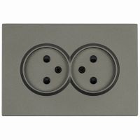 Розетка 2-местная с защитной шторкой STEKKER  б/з 250В 16А серия Эмили RST10-5116-09 антрацит soft touch 49929