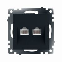 Розетка компьютерная 2-местная RJ-45 (механизм) STEKKER GLS00-7109-05 серия Катрин черный 50007