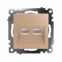 Розетка компьютерная 2-местная RJ-45 (механизм) STEKKER GLS00-7109-08 серия Катрин золото 50009