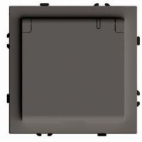 Розетка 1-местная с крышкой с защ. штор STEKKER с/з 250В 16А серия Эмили RST16-5112-09 антрацит soft touch 49933