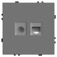 Розетка TВ + компьютерная RJ-45 (механизм) STEKKER серия Эмили RST00-5106-10 платиново-серый soft touch 49950 Розетка TВ + компьютерная RJ-45 (механизм) STEKKER серия Эмили RST00-5106-10 платиново-серый soft touch 49950