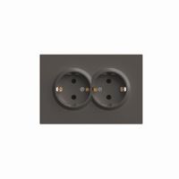 Розетка 2-местная с защитной шторкой STEKKER с/з 250В 16А серия Эмили RST16-5114-09 антрацит soft touch 49934