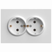 Розетка 2-местная с защитной шторкой STEKKER с/з 250В 16А серия Эмили RST16-5114-01 белый фарфор soft touch 49882