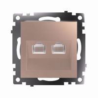 Розетка компьютерная 2-местная RJ-45 (механизм) STEKKER GLS00-7109-02 серия Катрин шампань 50004