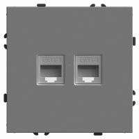 Розетка компьютерная 2-местная RJ-45 (механизм) STEKKER серия Эмили RST00-5111-10 платиново-серый soft touch 49952