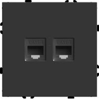 Розетка компьютерная 2-местная RJ-45 (механизм) STEKKER серия Эмили RST00-5111-05 черный уголь soft touch 49848