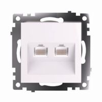 Розетка компьютерная 2-местная RJ-45 (механизм) STEKKER GLS00-7109-01  серия Катрин белый 50003