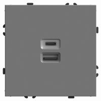 Розетка 2-местная USB + Type C (механизм) STEKKER 250В 20Вт серия Эмили RST10-5115-10 платиново-серый soft touch 49957 Розетка 2-местная USB + Type C (механизм) STEKKER 250В 20Вт серия Эмили RST10-5115-10 платиново-серый soft touch 49957