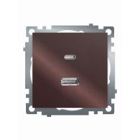 Розетка 2-местная USB + type C STEKKER GLS10-7116-04 250В 3А max 20Втсерия Катрин шоколад 50057 Розетка 2-местная USB + type C STEKKER GLS10-7116-04 250В 3А max 20Втсерия Катрин шоколад 50057