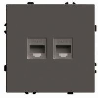 Розетка компьютерная 2-местная RJ-45 (механизм) STEKKER серия Эмили RST00-5111-09 антрацит soft touch 49926