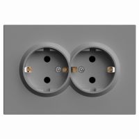 Розетка 2-местная с защитной шторкой STEKKER с/з 250В 16А серия Эмили RST16-5114-10 платиново-серый soft touch 49960