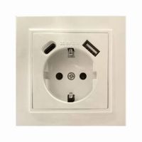 Розетка 1-местная с/з STEKKER PST16-9016-02 250В 16А с USB+ type C серия Эрна слоновая кость 50077