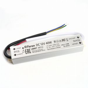 Трансформатор электронный для светодиодной ленты 40Вт 12В IP67 (драйвер)  LB007 48054