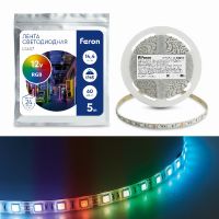 Cветодиодная LED лента Feron LS607, 60SMD(5050)/м 14.4Вт/м  5м IP65 12В RGB