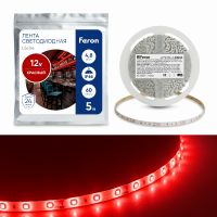 Cветодиодная LED лента Feron LS604, 60SMD(2835)/м 4.8Вт/м  5м IP65 12В красный