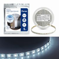Cветодиодная LED лента Feron LS607, 60SMD(5050)/м 14.4Вт/м  5м IP65 12В 6500К