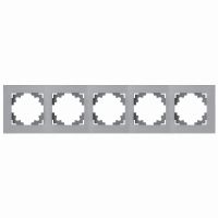 Рамка 5-местная металл STEKKER MFR00-7005-03 серия Катрин серебро 50027