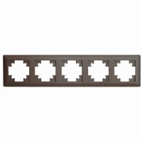 Рамка STEKKER PFR00-7005-04 5-местная серия Катрин шоколад 39821