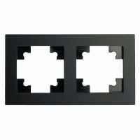 Рамка 2-местная стекло STEKKER GFR00-7002-05М серия Катрин черный матовый 49601