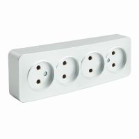 Розетка 4-местная б/з открытой установки STEKKER 250В 10А IP20 серия София серебро MST10-14-03 49331