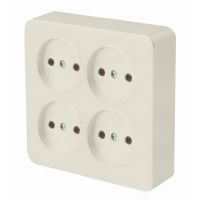 Розетка 4-местная б/з открытой установки квадрат STEKKER 250В 10А IP20 серия София слоновая кость MST10-14S-04 49507