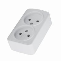 Розетка накладная 2-местная б/з STEKKER PST10-502-20 пластик АВS 250В 16А IP20 серия Basic белый 50075
