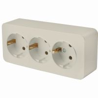 Розетка 3-местная с/з открытой установки STEKKER 250В 16А IP20 серия София слоновая кость MST16-13-04 49501