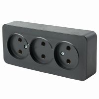 Розетка 3-местная б/з открытой установки STEKKER 250В 10А IP20 серия София черный MST10-13-02 49317