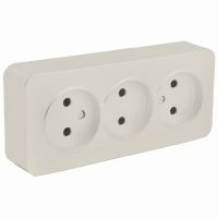 Розетка 3-местная б/з открытой установки STEKKER 250В 10А IP20 серия София слоновая кость MST10-13-04 49499