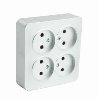 Розетка 4-местная б/з открытой установки квадрат STEKKER 250В 10А IP20 серия София серебро MST10-14S-03 49333