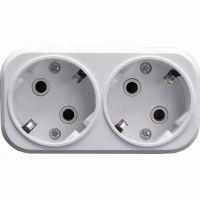 Разветвитель сетевой 2-местный с/з STEKKER ADP16-22-20 250В, 16A, ABS огнеустойчивый пластик, белый