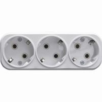 Разветвитель сетевой 3-местный с/з STEKKER ADP16-23-20, 250В, 16A, ABS пластик, белый