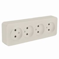 Розетка 4-местная б/з открытой установки STEKKER 250В 10А IP20 серия София слоновая кость MST10-14-04 49503
