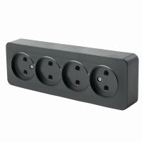 Розетка 4-местная б/з открытой установки STEKKER 250В 10А IP20 серия София черный матовый MST10-14-05 49504