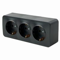 Розетка 3-местная с/з открытой установки STEKKER 250В 16А IP20 серия София черный матовый MST16-13-05 49502