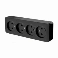 Розетка 4-местная б/з открытой установки STEKKER 250В 10А IP20 серия София черный MST10-14-02 49319