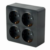 Розетка 4-местная с/з открытой установки квадрат STEKKER 250В 16А IP20 серия София черный MST16-14S-02 49322 Розетка 4-местная с/з открытой установки квадрат STEKKER 250В 16А IP20 серия София черный MST16-14S-02 49322