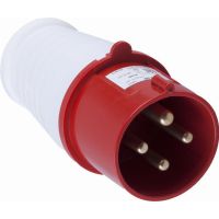 Вилка прямая для силовых кабелей STEKKER, PPG32-41-441, сечением 2,5-6 мм2, 4 PIN, нейлон/латунь 415В, 32A, IP44, красный/белый