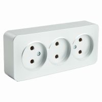 Розетка 3-местная б/з открытой установки STEKKER 250В 10А IP20 серия София серебро MST10-13-03 49329