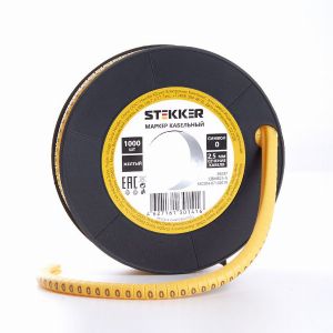 Кабель-маркер '0' для провода сеч.6мм2 STEKKER CBMR60-0 , желтый, упаковка 350 шт 39123
