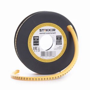 Кабель-маркер '2' для провода сеч.6мм2 STEKKER CBMR60-2 , желтый, упаковка 350 шт 39125